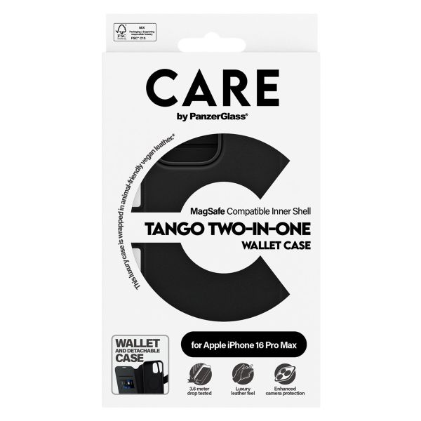 CARE by PanzerGlass Tango 2-in-1 Wallet Case MagSafe für das iPhone 16 Pro Max - Schwarz