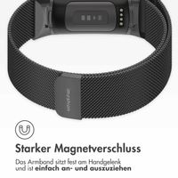 imoshion Magnetisches Milanaise Armband für das  Fitbit Charge 5 - Größe M - Schwarz