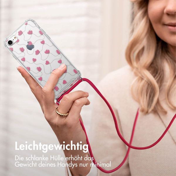 imoshion Design Hülle mit Band Apple iPhone SE (2022 / 2020) / 8 / 7 - Dusty Rose Connected Hearts