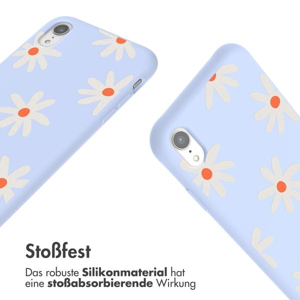 imoshion Silikonhülle design mit Band für das iPhone Xr - Lila Flower Distance