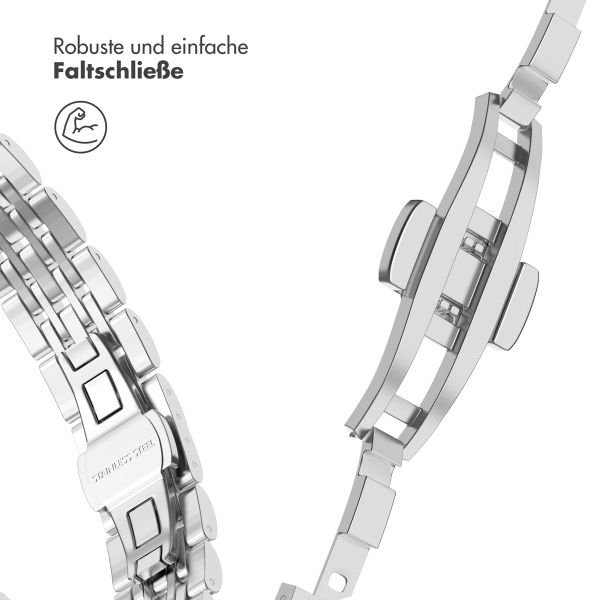 Selencia Jubilee inspiriertes schmales Edelstahlarmband für die Apple Watch Series 1 bis 9 / SE (38/40/41 mm) | Series 10 (42 mm) - Silber