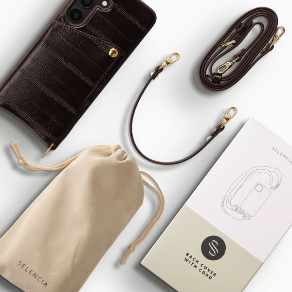 Selencia Nova Echtleder Backcover mit Kartenhalter Samsung Galaxy S25 - Dark Chocolate