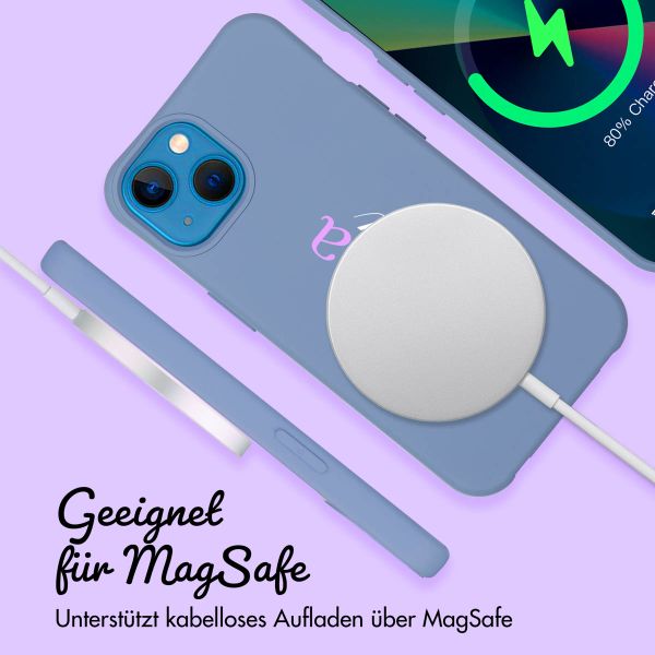 Personalisierte Color Backcover MagSafe mit abtrennbarem Band und Namen für iPhone 13 - Ash Blue