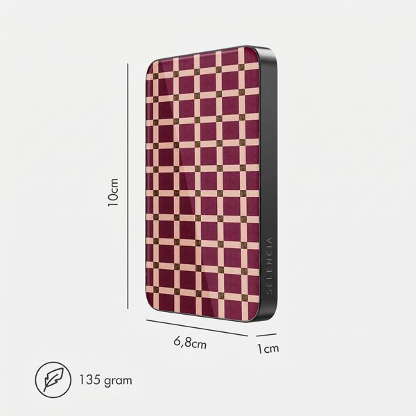 Selencia Vivid Powerbank 5.000 mAh - MagSafe und Qi - Black / Check This Burgundy