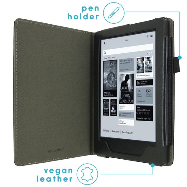 imoshion Vegan Leather Klapphülle Kobo Aura H2O - Schwarz