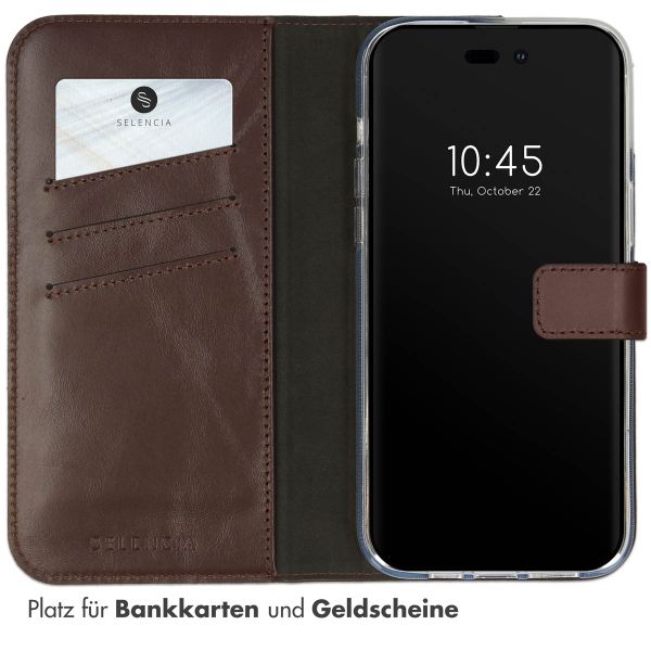 Selencia Echtleder Klapphülle iPhone 14 Pro - Braun