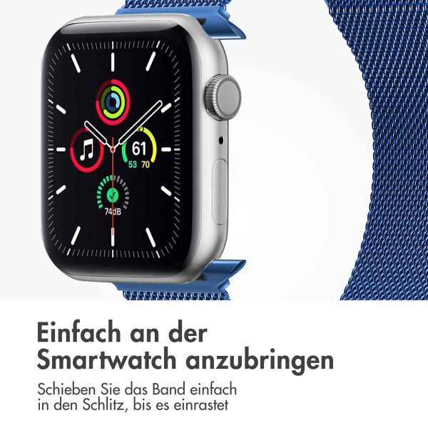 imoshion Mailändische Magnetarmband für die Apple Watch Series 1 bis 9 / SE (38/40/41 mm) | Series 10 (42 mm) - Größe M - Blau