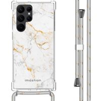 imoshion Design Hülle mit Band für das Samsung Galaxy S22 Ultra - White Marble