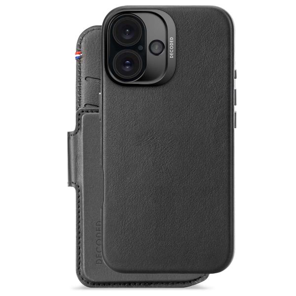 Decoded 2 in 1 Leather Klapphülle MagSafe Apple iPhone 16 - Schwarz
