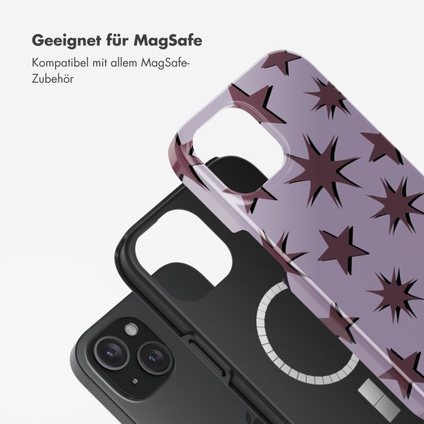 Selencia Vivid Tough Back Cover MagSafe für das iPhone 15 - Stars Plum Lilac