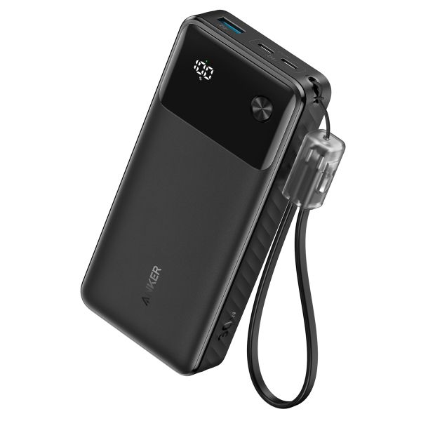 Anker Powerbank - 20.000 mAh - 30 Watt - USB-A + 2x USB-C - Schwarz