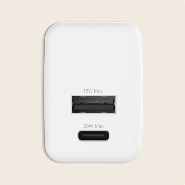 imoshion Wandladegerät - Ladegerät - USB-C- und USB-Anschluss - Power Delivery - 20 Watt - Weiß
