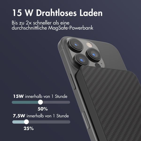 Accezz Kevlar Powerbank 5.000 mAh - MagSafe und Qi2 - Schwarz
