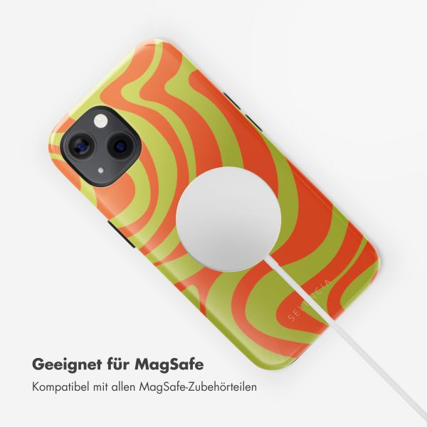 Selencia Vivid Rückabdeckung mit MagSafe Apple iPhone 13 - Wavy Swirl Orange Fern