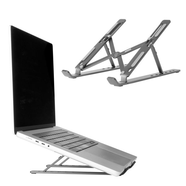 Accezz Laptophalter - Laptopständer - Verstellbar und zusammenklappbar - Grau