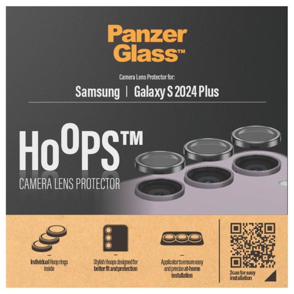 PanzerGlass Kameraprotektor Hoops Optic Rings für das Samsung Galaxy S24 Plus - Black