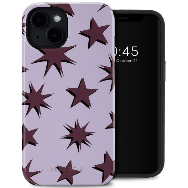 Selencia Vivid Tough Back Cover MagSafe für das iPhone 14 - Stars Plum Lilac