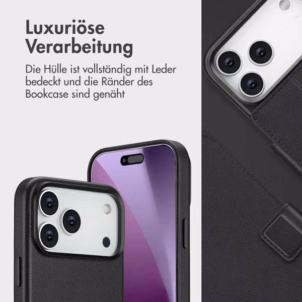 Accezz 2-in-1 Klapphülle aus Leder mit MagSafe Apple iPhone 17 - Onyx Black