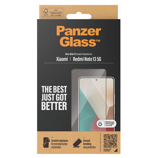 PanzerGlass Ultra-Wide Fit Antibakterieller Displayschutz für das Xiaomi Redmi Note 13 (5G)