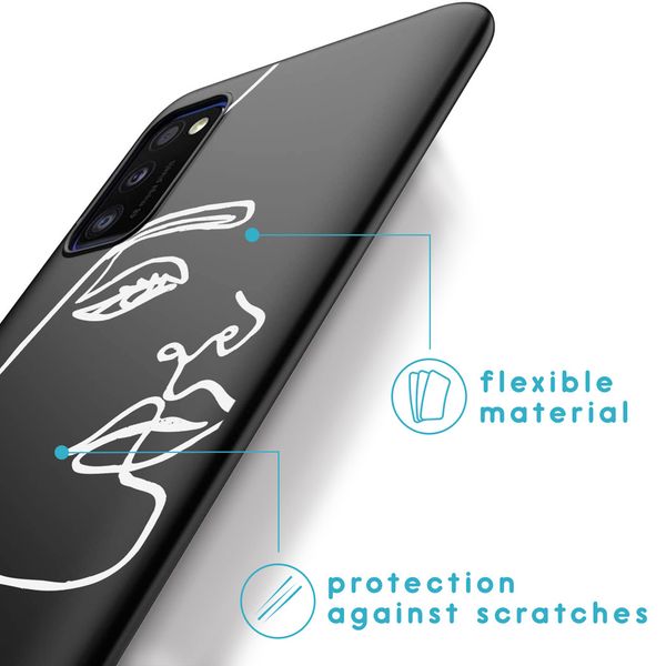 imoshion Design Hülle Samsung Galaxy A41 - Abstraktes Gesicht - Weiß