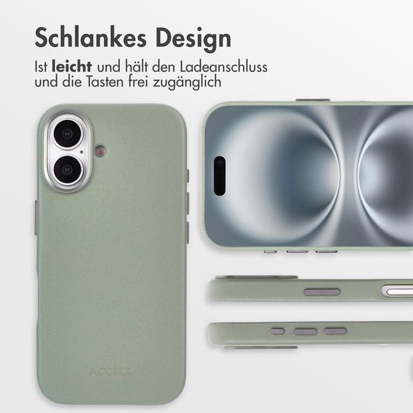 Accezz MagSafe Leather Backcover Apple iPhone 16 - Light Grey