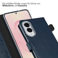 Selencia Echtleder Klapphülle Samsung Galaxy S25 Edge - Dunkelblau