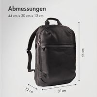 Accezz Leather Laptop Rucksack 16 Zoll - Schwarz
