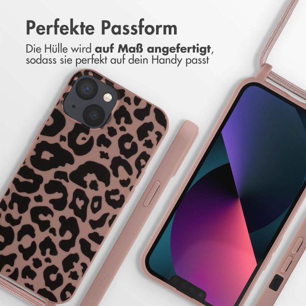 imoshion Silikonhülle design mit Band für das iPhone 13 - Animal Pink