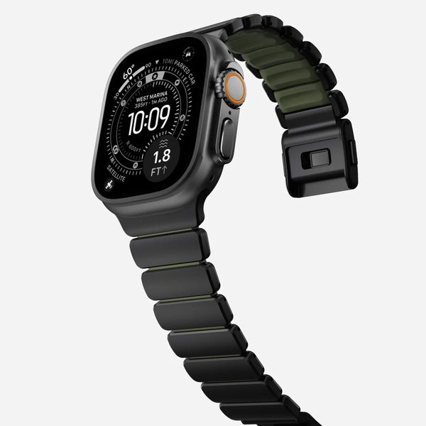 Nomad Stratos Armband für Apple Watch | 44/45/46/49 mm - Forest Green / Black Titanium