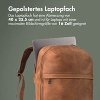 Accezz Leather Laptop Rucksack 16 Zoll - Cognac