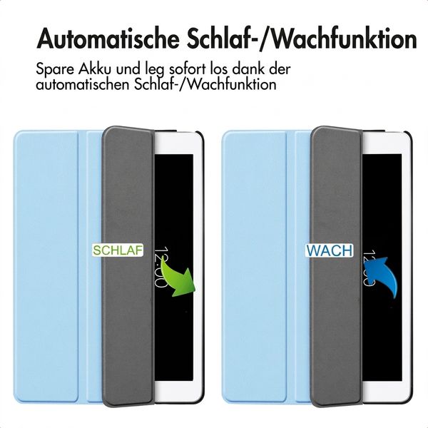 imoshion Trifold Klapphülle Apple iPad 9 (2021) 10.2 Zoll / iPad 8 (2020) 10.2 Zoll / iPad 7 (2019) 10.2 Zoll - Hellblau