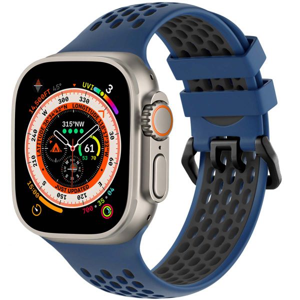 imoshion Silikonsportarmband Buckle für das Apple Watch Series 1 bis 10 / SE / Ultra (2) (44/45/46/49 mm) - Blau / Schwarz