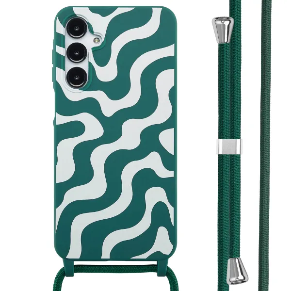 imoshion Silikonhülle design mit Band für das Samsung Galaxy A16 5G - Petrol Green Groovy