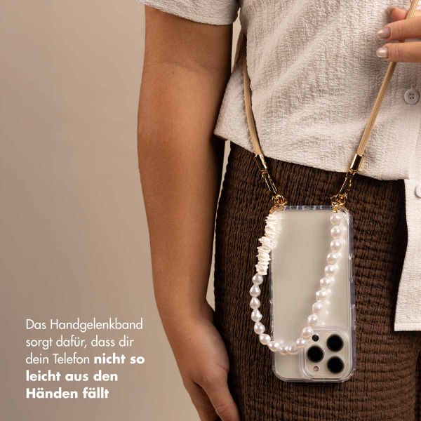 Selencia Handykette Set mit Perlen und Muscheln - Beige