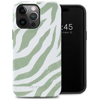 Selencia Vivid Tough Back Cover für das Apple iPhone 14 Pro Max - Colorful Zebra Sage Green