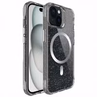 imoshion Klare Glitter Backcover mit MagSafe Apple iPhone 15 - Silber