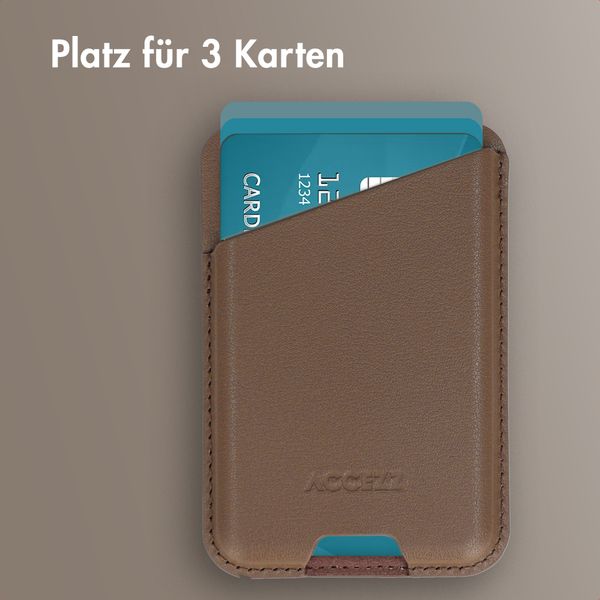 Accezz Magnetischer Lederkartenhalter - Geeignet für Apple Find My - Coffee Brown
