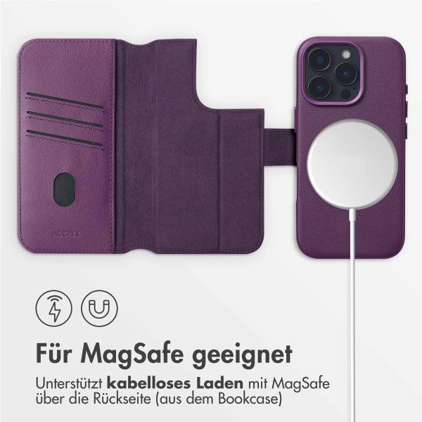 Accezz 2-in-1 Klapphülle aus Leder mit MagSafe für das Apple iPhone 16 Pro Max - Heath Purple