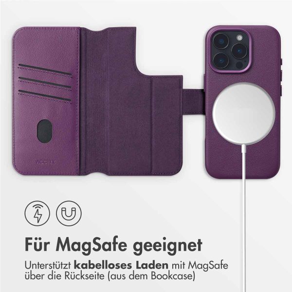 Accezz 2-in-1 Klapphülle aus Leder mit MagSafe für das iPhone 16 Pro Max - Heath Purple