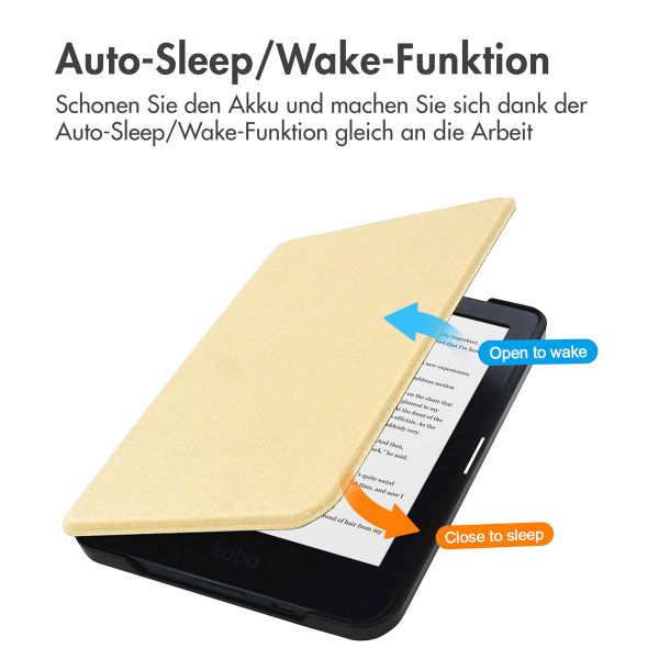 imoshion Canvas Sleepcover Klapphülle Kobo Clara HD - Glitter Gold