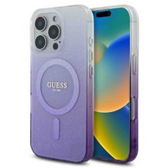 Guess MagSafe IML Glitter Gradient Case für das iPhone 16 Pro - Purple