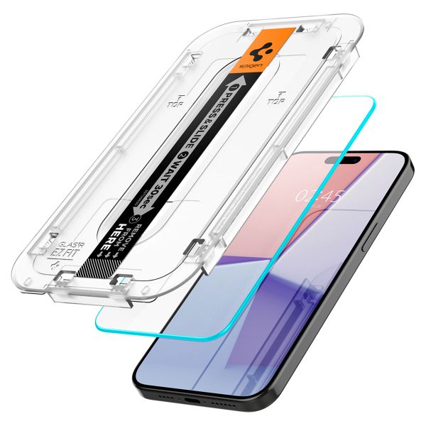 Spigen GLAStR Fit Displayschutzfolie 2er-Pack + Applicator für das Apple iPhone 15 Pro