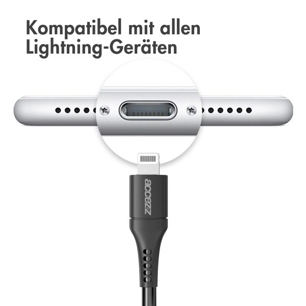 Accezz MFI-zertifiziertes Lightning- auf USB-C-Kabel - 1 m - Schwarz