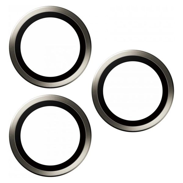 PanzerGlass Kameraprotektor Hoop Optic Rings für das Apple iPhone 15 Pro / 15 Pro Max - Natural Titanium