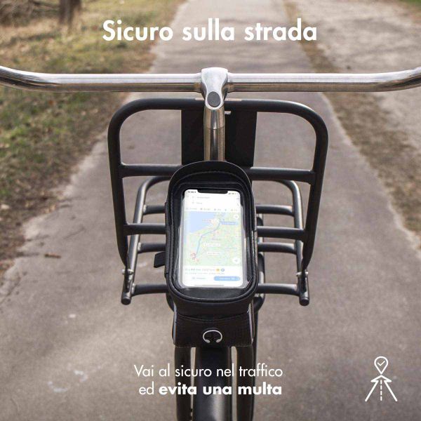 imoshion Fahrrad-Handyhalterung mit Tasche - Fahrradrahmen - Universal - Schwarz
