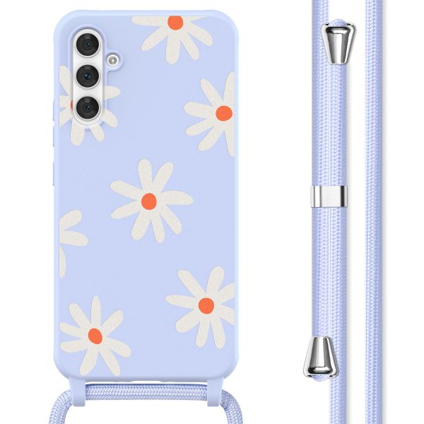 imoshion Silikonhülle design mit Band für das Samsung Galaxy A54 (5G) - Lila Flower Distance