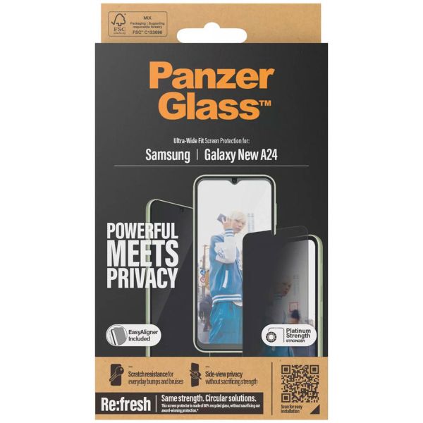 PanzerGlass Ultra Wide Fit Antibakterieller Screen Protector mit Sichtschutz inkl. Applikator für das Samsung Galaxy A25 (5G)