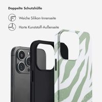 Selencia Vivid Tough Back Cover für das iPhone 13 Pro - Colorful Zebra Sage Green