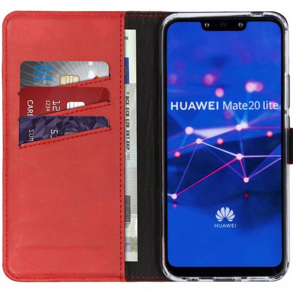 Selencia Echtleder Klapphülle Rot für das Huawei Mate 20 Lite