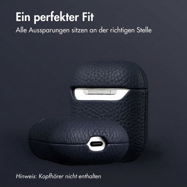 Accezz Echtleder Case  Apple Airpods 1 / 2 - Dunkelblau